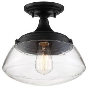 SATCO NUVO 1-Light 10.38-in Aged Bronze and Clear Incandescent Semi-flush Mount